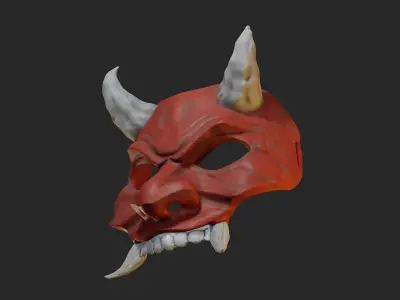 Oni Mask 9 Demon Half Face 3D print model