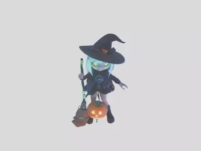 Witch Girl Character Low-poly 3D model