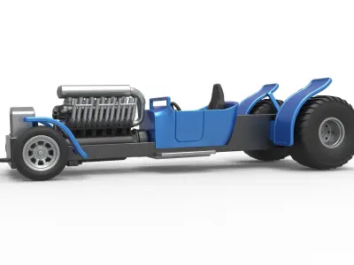 Pulling truck 2wd Hot rod with V12 Scale 1 to 25 3D print model