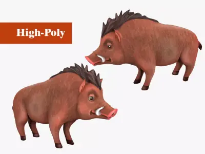 boar   rig  high-poly  textured 3D model