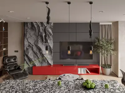 Luxury living and dining room interior 3D model buy