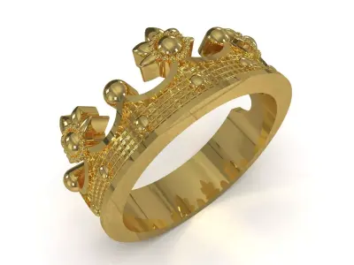 Ornate Royal Crown stl 3dm 3d gold Ring model gr0165 3D print model