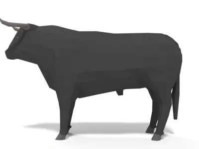 Low Poly Cartoon Bull Low-poly 3D model