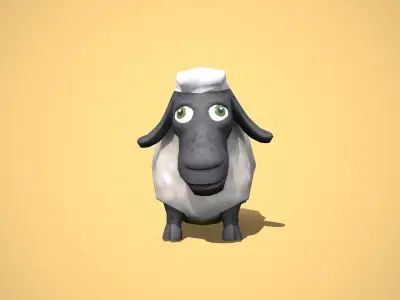 Cartoon Sheep Low-poly 3D model