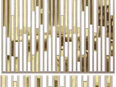 Panel gold and striped wall art 3D model
