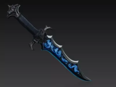 Abyssal Tideblade - Low Poly Stylized Fantasy Sword 10K Low-poly 3D model