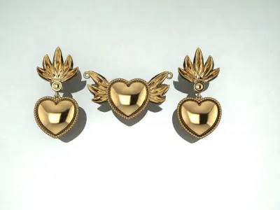 The SET HEART Jewelery 3D printed model 3D print model