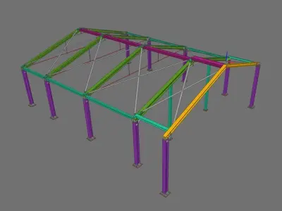 Steel Canopy Structure OBJ and IFC 3D Model 3D model