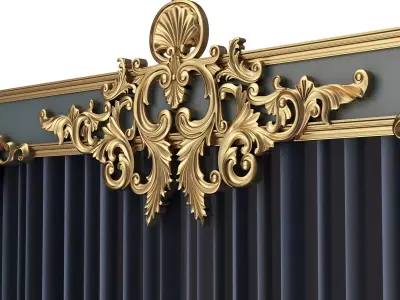 Cornice Classic Curtain 017 Low-poly 3D model