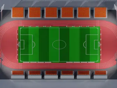 Football soccer stadium seat Low-poly 3D model