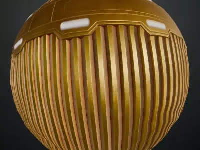 Sci-Fi Gold Glowing Metal Panel PBR Seamless Texture