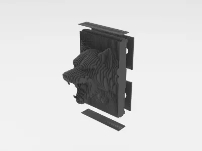 parametric wolf head 6mm 3D print model