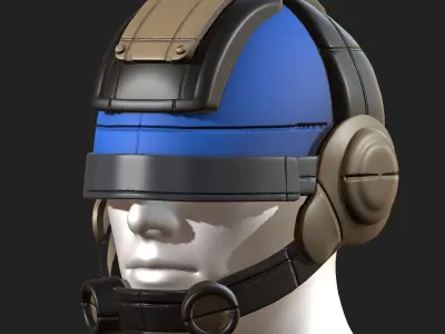 Helmet scifi fantasy futuristic technology  Low-poly 3D model