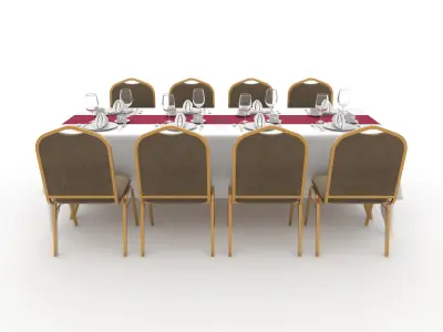 Banquet Table and Chair 76 3D model