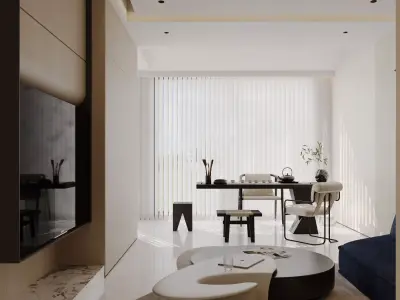 Modern living room dining room interior scenes 282 3D model