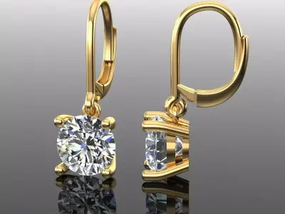 Women Diamond Earrings 3D print model 115