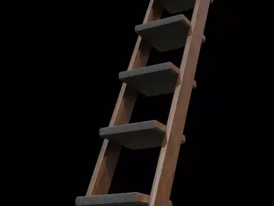 7-Step walnut Ladder Low-poly 3D model