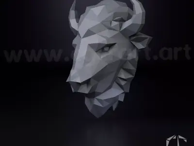 Bison Head Low Poly  3D print model