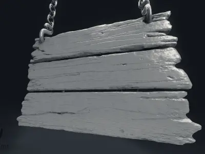 3-Tier Hanging Wooden Sign  3D model