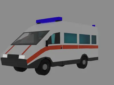 Ambulance Low-poly 3D model 3