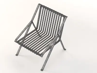 Line High-Back Metal Garden Armchair By Efasma 3D model