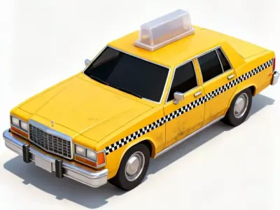 Iconic American Yellow Taxi 3D Model Low-poly 3D model