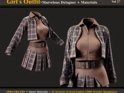 Girls Outfit- MD-Clo3d -Material - Textures - OBJ - FBX 3D model
