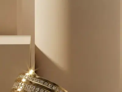 Double Row Pave Crossover Ring  FREE Earrings 3D print model