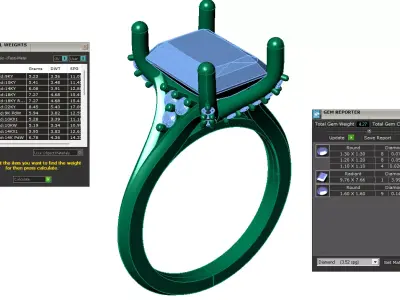 Radiant solitaire  cathedral ring with diamond on shank - prongs 3D print model