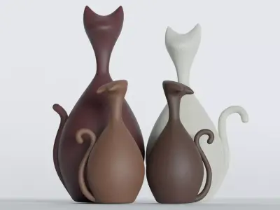 Cat figurines 3D model