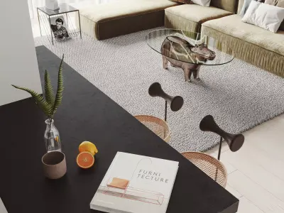 Modern living room dining room interior scenes 590 3D model
