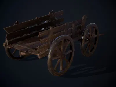 Medieval Cart Low-poly 3D model