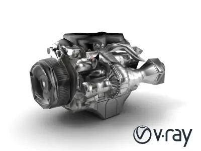 Supercharged V8 Engine with Reinforced Internals model pack Low-poly 3D model