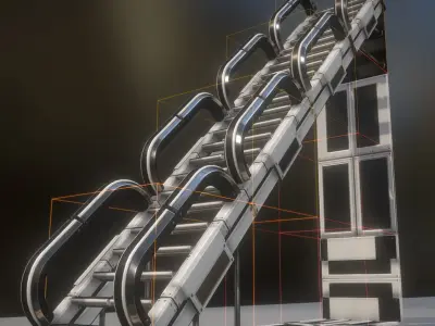 Modular Sci-Fi Stairs - Package - All Available Textures  Low-poly 3D model