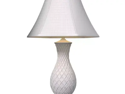 Crystal Table Lamp with Silk Shade Nightstand bedside 3D model