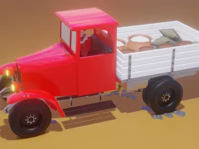 Farm Truck Low-poly 3D model