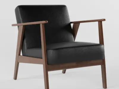 Black Leather Luxury Armchair 3D model