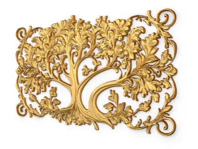 mural tree decor set ornament 01 3D model