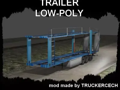 CAR TRANSPORTER  HAULER TRUCK TRAILER LOW POLY  Low-poly 3D model