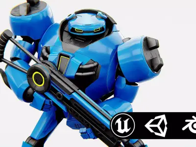 COMBAT DROID EREGON Rigged for Unreal Engine - Unity - MIXAMO  3D model