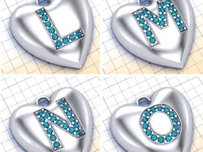 Initial Heart Pendants  3D print model