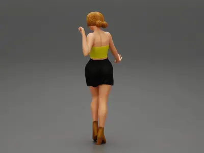 Pretty girl wearing a mini skirt and boots 3D print model