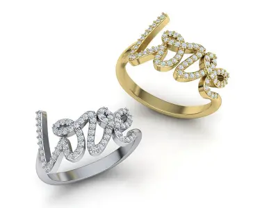 Love ring with diamonds printable model 3D print model