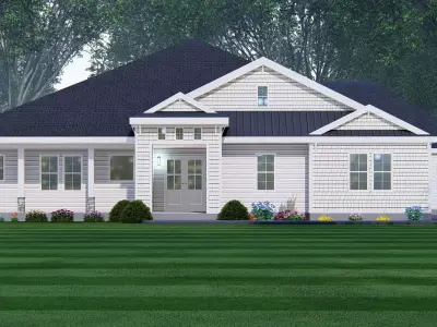American Exterior House Design Classic Modern Country Home 3D model
