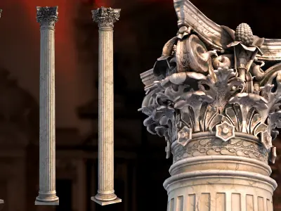 Palais Garnier Column Low-poly 3D model