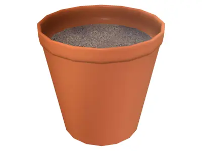 Classic Brown Plant Pot Low-poly 3D model