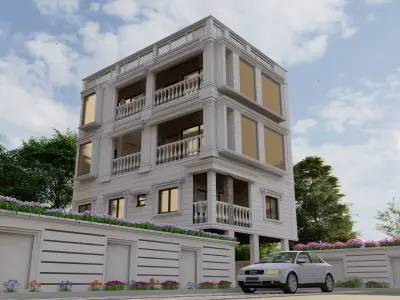 classical building elevation Low-poly 3D model