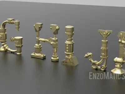 alphabet steampunk letters stl for 3d printing 3D print model