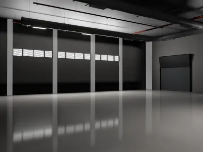 GARAGE 2 car studio interior Warehouse Low-poly 3D model