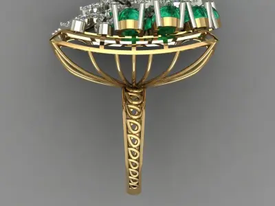 Emearld Pears with Daimonds on leaves 3D printable Ring 3D print model